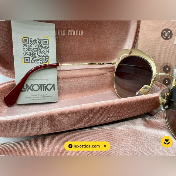 miu miu 57TS HB5-GRO Blue garnet gold cat eye ‼️Size 54-20-140 Authentic - Picture 12 of 15